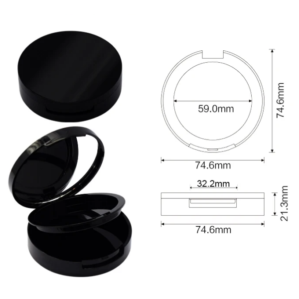 Round black blush case