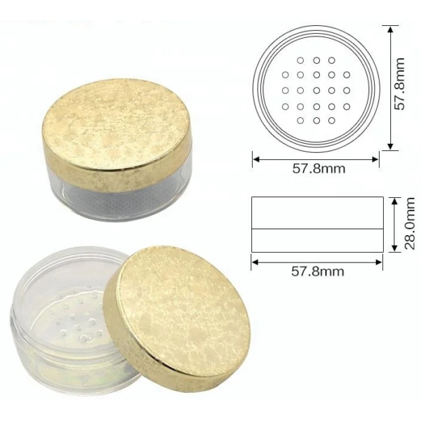 Gold loose powder case with puff