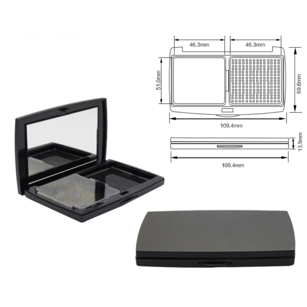 Black single blush case with mirror