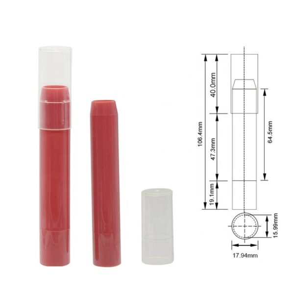 Red empty lip balm tube